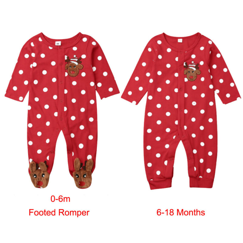 0-18M My First Christmas Baby Boy Girl Rompers Newborn Infant Baby