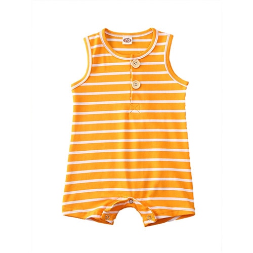 Newborn Baby Boy & Girl Summer Romper Infant Baby Boy Girl Striped Clothes Sleeveless Jumpsuit Summer Home Outfit 0-24M