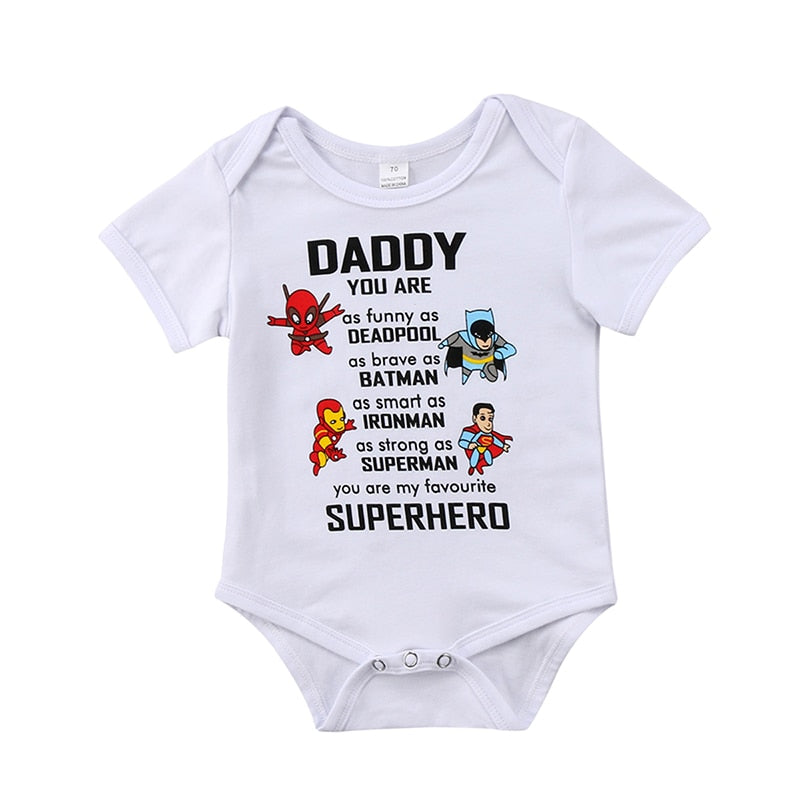 Superhero dad Short Sleeve Cartoon Romper Jumpsuit Outfits Baby Clothing 0-18Month