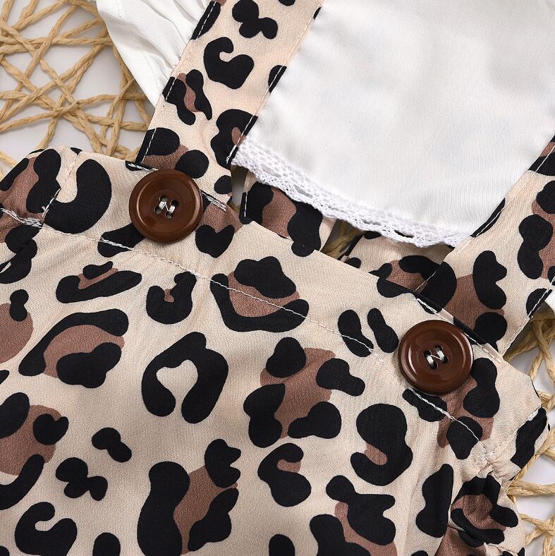 Newborn Baby Clothes Girl Ruched Leopard Print Sleeveless Baby Rompers Jumpsuit