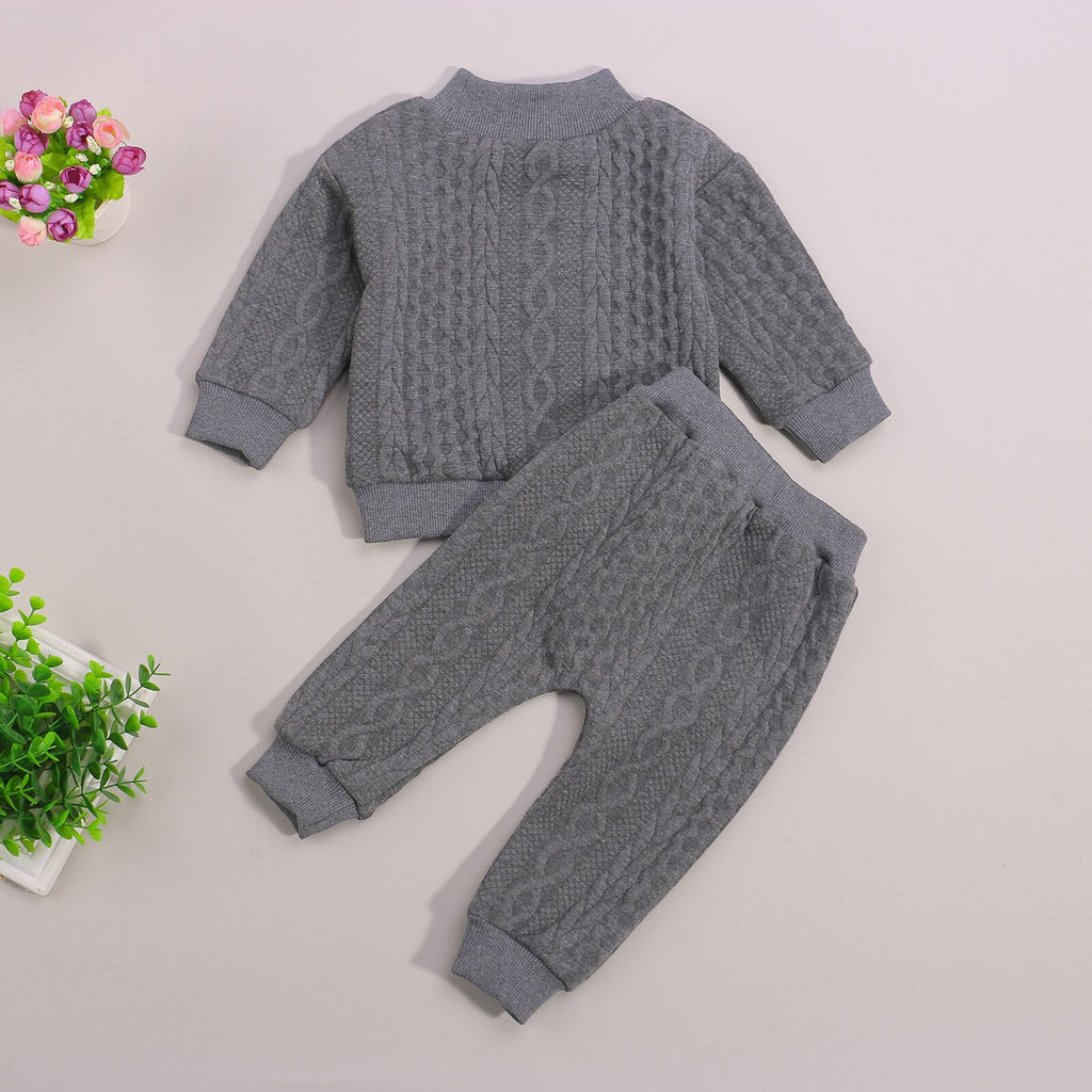 Infant Baby Girls Boys 2Pcs Fall Outfits, Long Sleeve Mock Neck Rainbow Knit Tops + Elastic Waist Pants Set 0-3Y