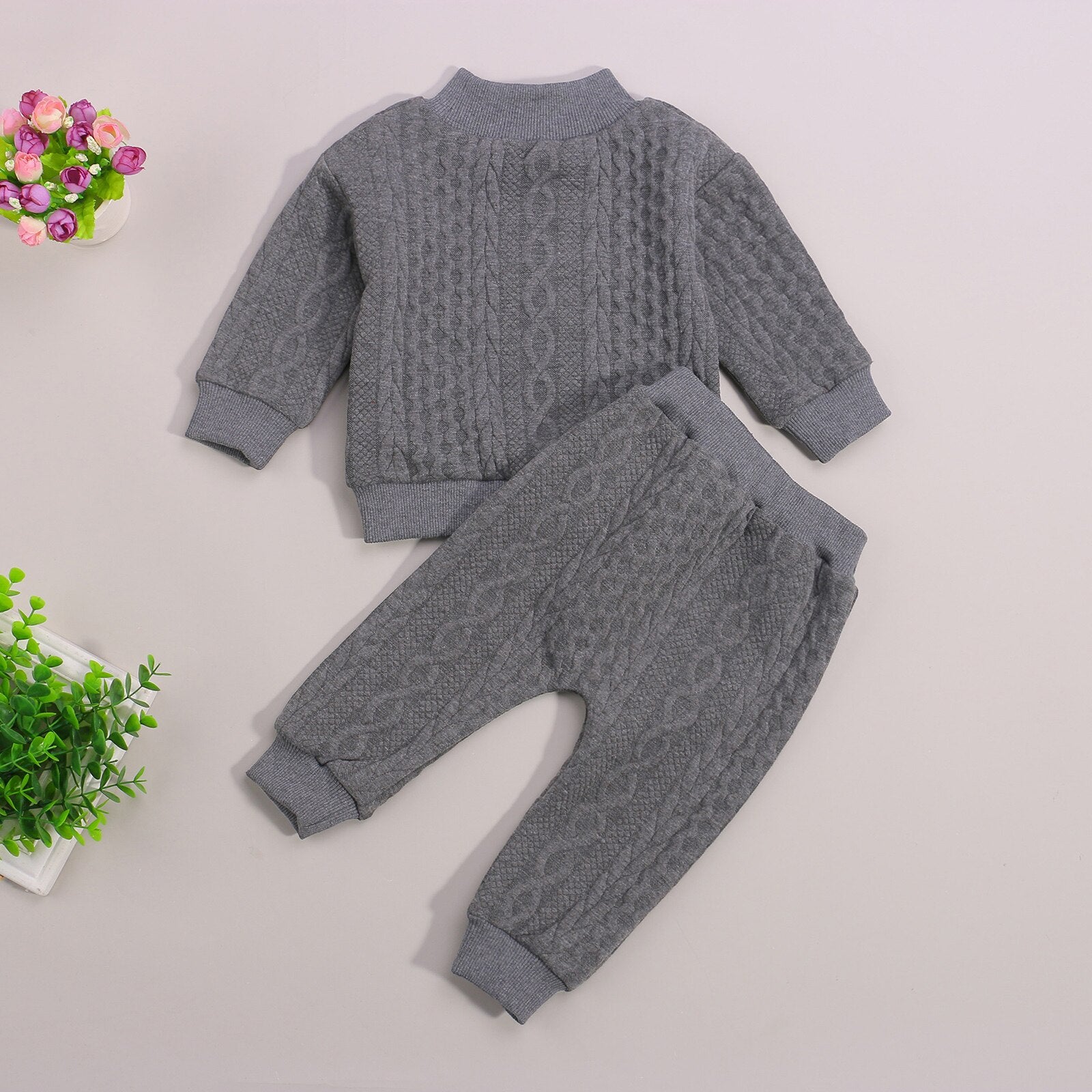 Infant Baby Girls Boys 2Pcs Fall Outfits, Long Sleeve Mock Neck Rainbow Knit Tops + Elastic Waist Pants Set 0-3Y