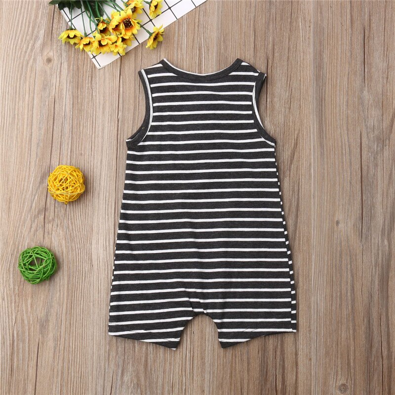 Newborn Baby Boy & Girl Summer Romper Infant Baby Boy Girl Striped Clothes Sleeveless Jumpsuit Summer Home Outfit 0-24M