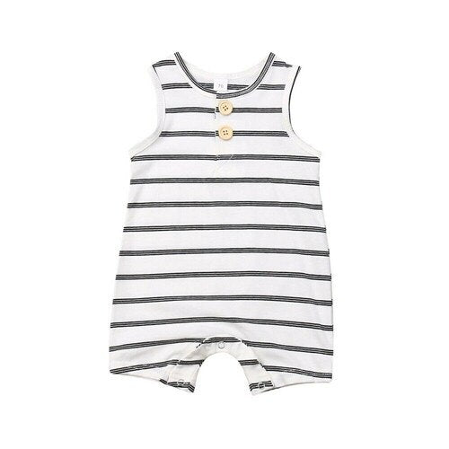 Newborn Baby Boy & Girl Summer Romper Infant Baby Boy Girl Striped Clothes Sleeveless Jumpsuit Summer Home Outfit 0-24M