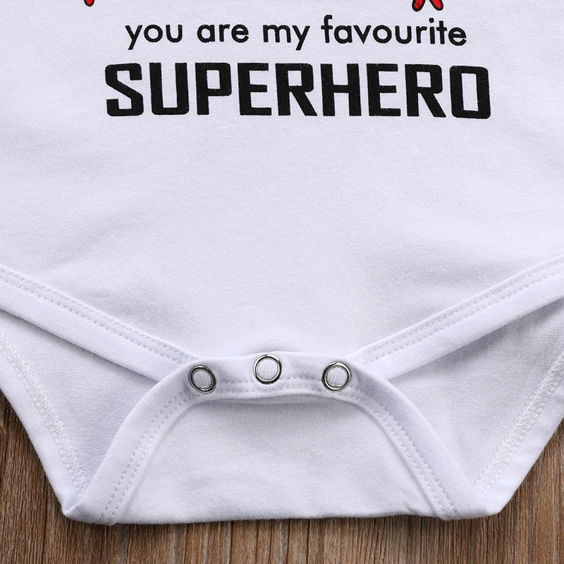 Superhero dad Short Sleeve Cartoon Romper Jumpsuit Outfits Baby Clothing 0-18Month