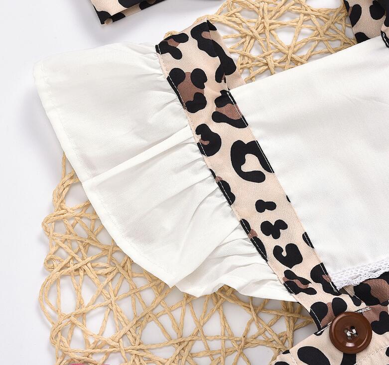 Newborn Baby Clothes Girl Ruched Leopard Print Sleeveless Baby Rompers Jumpsuit