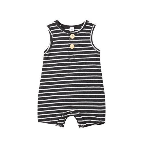 Newborn Baby Boy & Girl Summer Romper Infant Baby Boy Girl Striped Clothes Sleeveless Jumpsuit Summer Home Outfit 0-24M