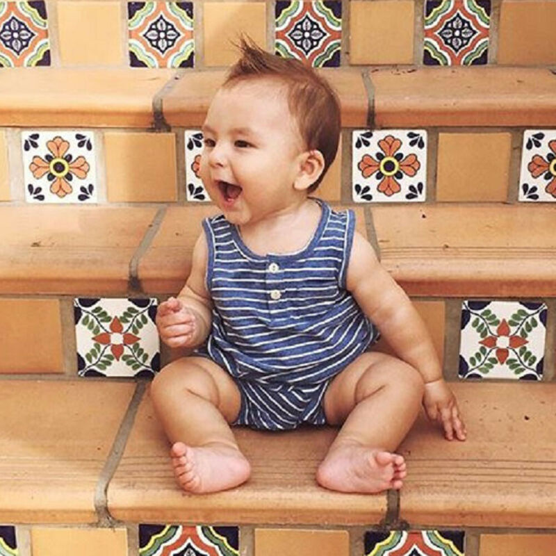 Newborn Baby Boy & Girl Summer Romper Infant Baby Boy Girl Striped Clothes Sleeveless Jumpsuit Summer Home Outfit 0-24M