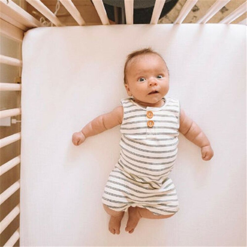 Newborn Baby Boy & Girl Summer Romper Infant Baby Boy Girl Striped Clothes Sleeveless Jumpsuit Summer Home Outfit 0-24M