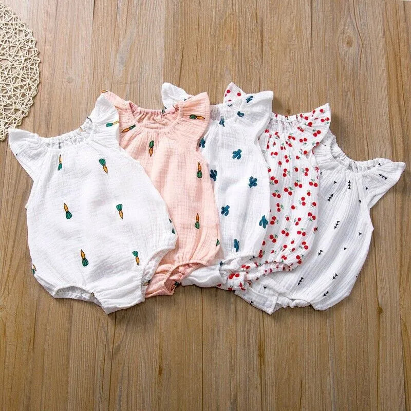 Baby Girl Sleeveless Cotton Bodysuit (0-24 Months)