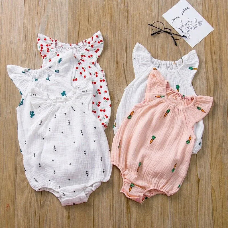 Baby Girl Sleeveless Cotton Bodysuit (0-24 Months)