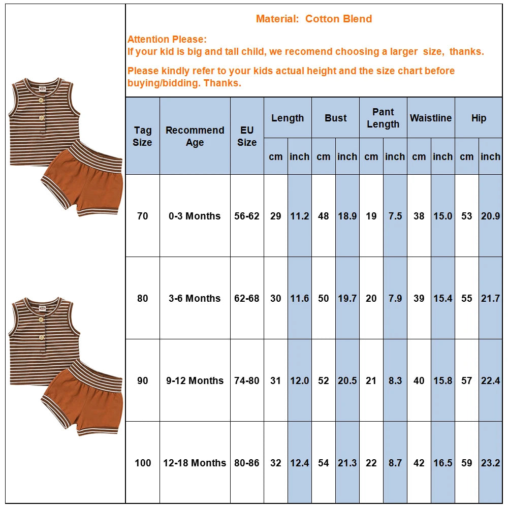 Summer Baby Shorts Set For Girls Boys Newborn Clothes