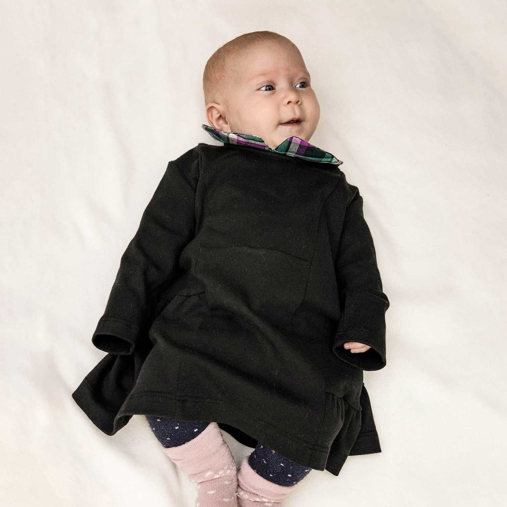 Black Baby Dress with Tartan Detail