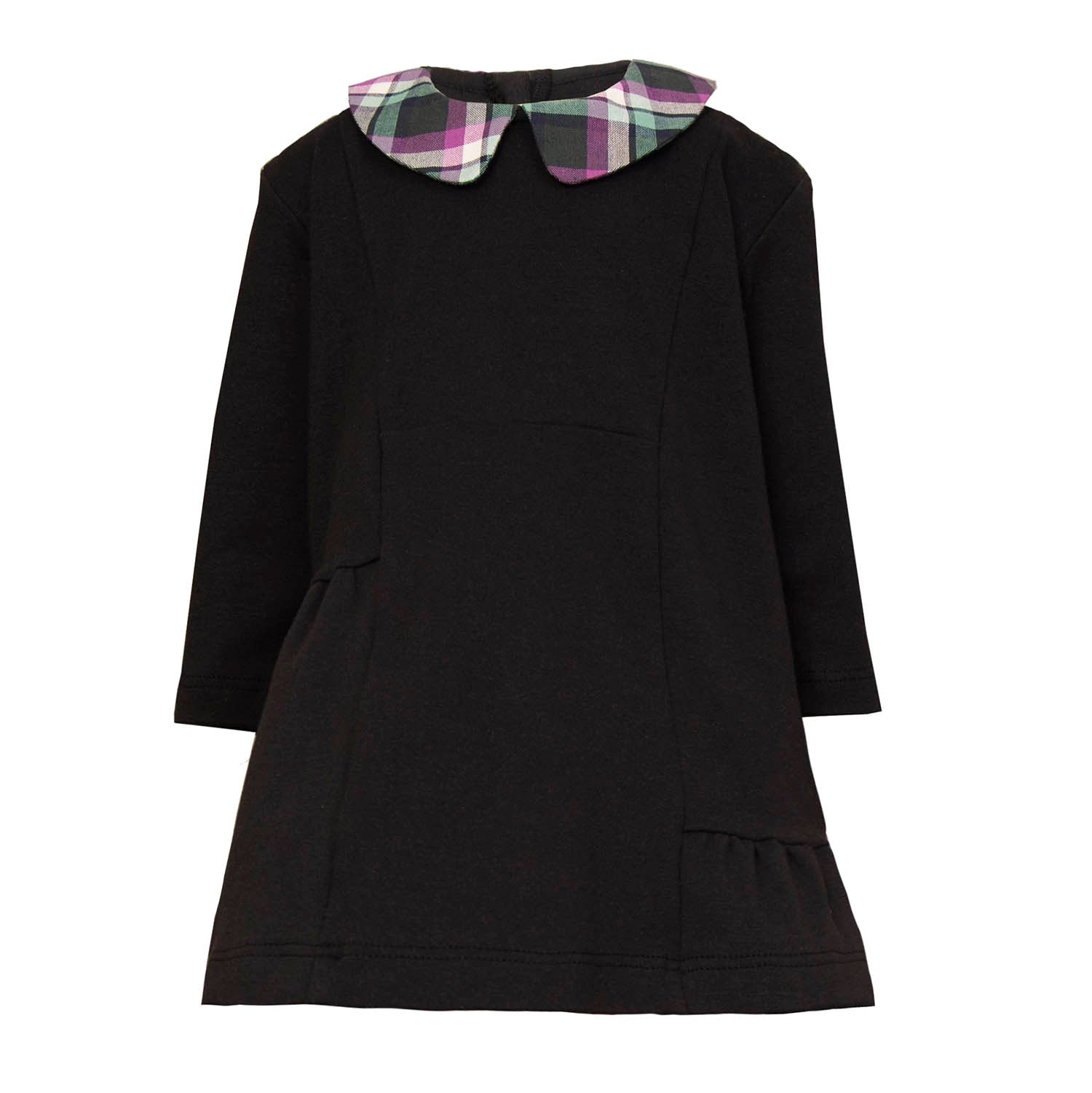 Black Baby Dress with Tartan Detail