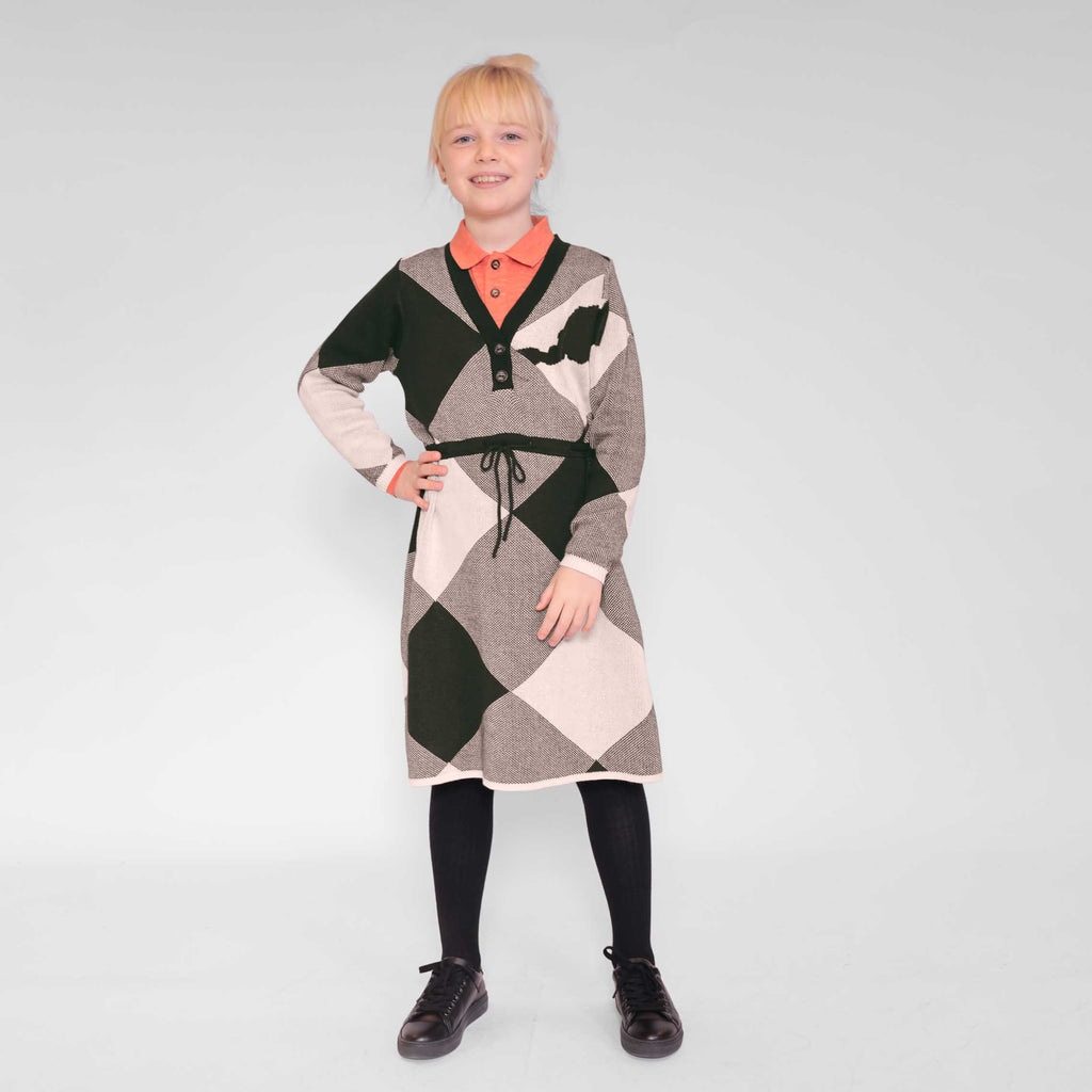 Black & Light Pink Sweater Dress