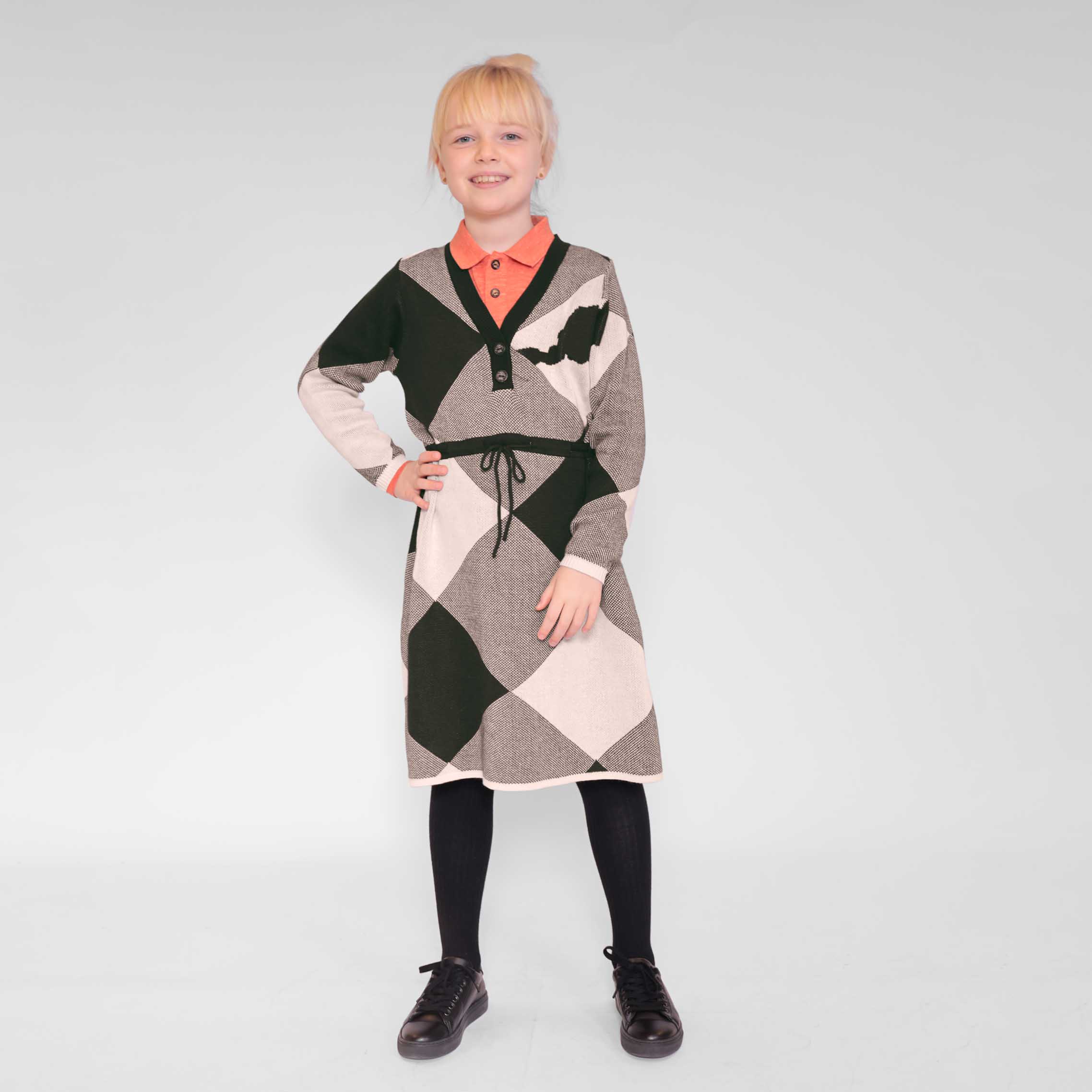 Black & Light Pink Sweater Dress