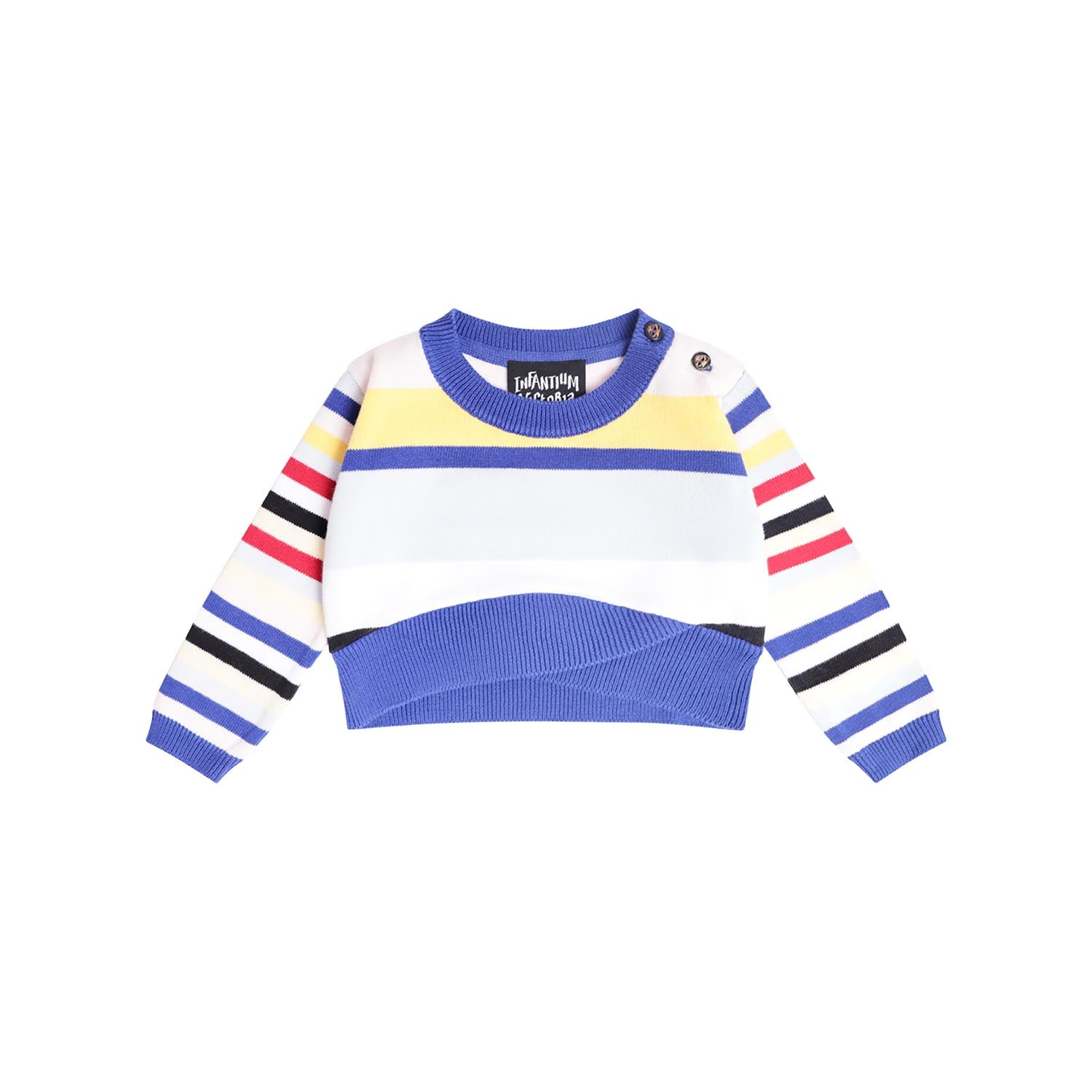 Knitted Baby Sweater in Bright Stripes