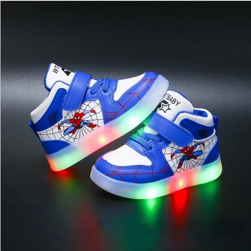 Disney Children's Led Light Shoes Fashion Aoger Spiderman Boys