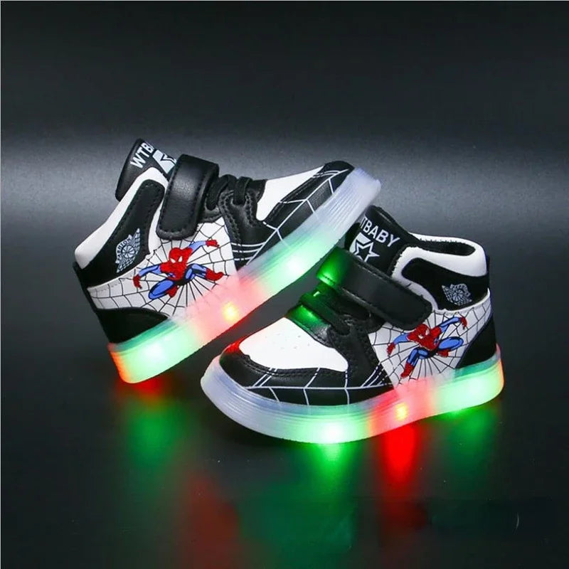 Disney Children's Led Light Shoes Fashion Aoger Spiderman Boys