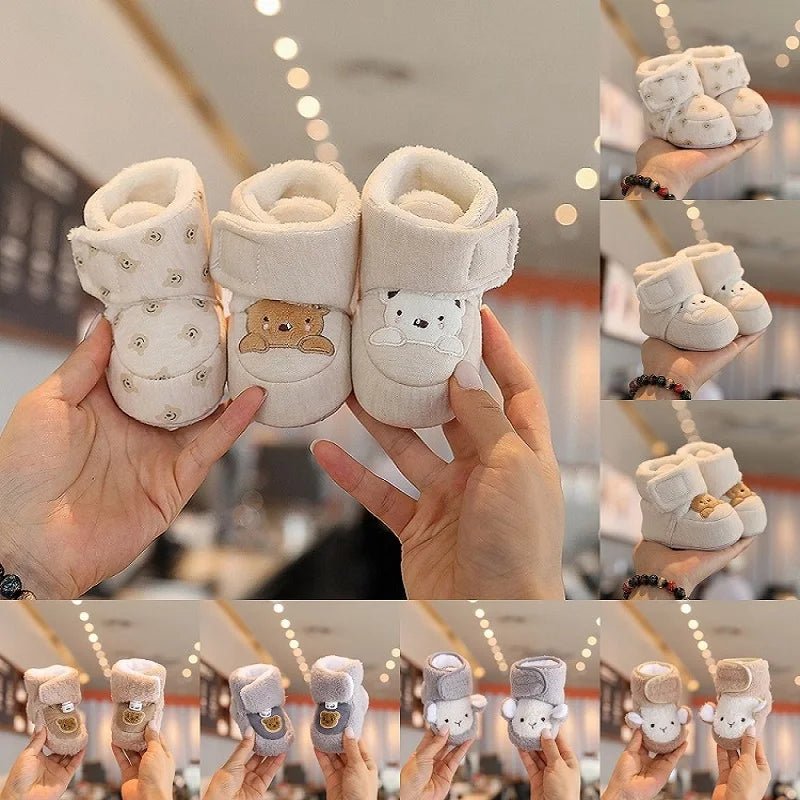 Cute Bear Baby Shoes Cartoon Soft Soled Snow Boots for Infant Boy Girl