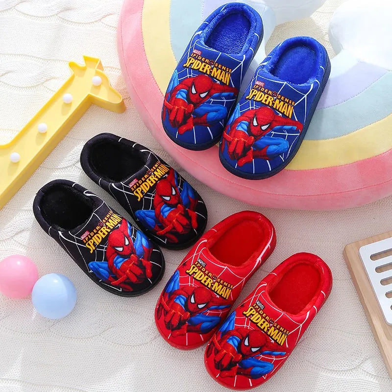 Cartoon Printed Spider-man Cotton Slippers For Children's Shoes