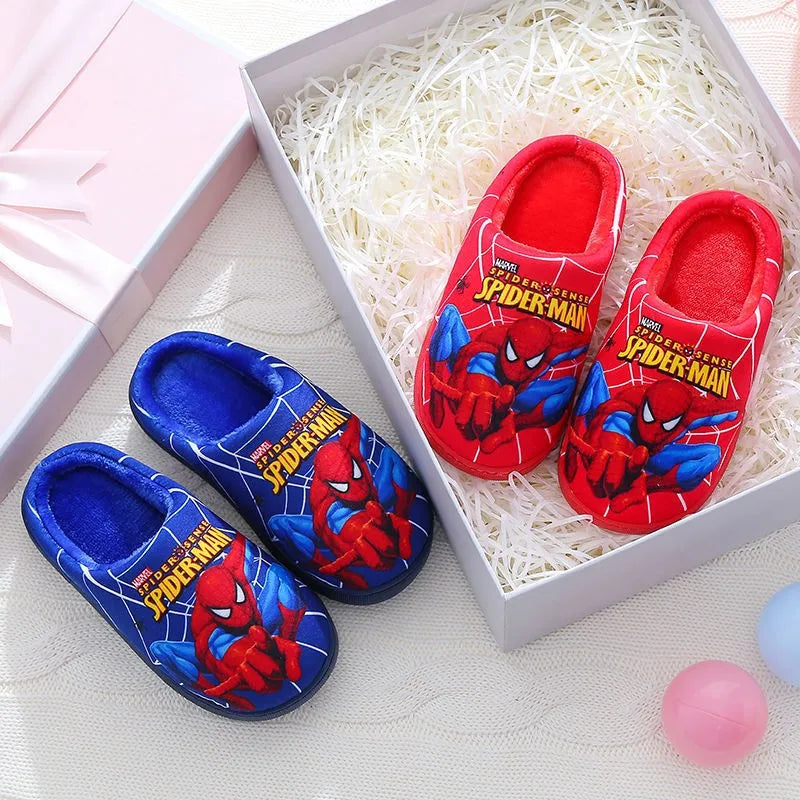 Cartoon Printed Spider-man Cotton Slippers For Children's Shoes