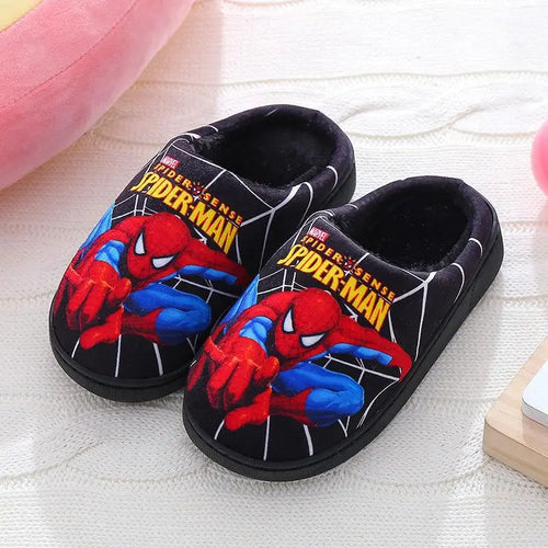Cartoon Printed Spider-man Cotton Slippers For Children's Shoes