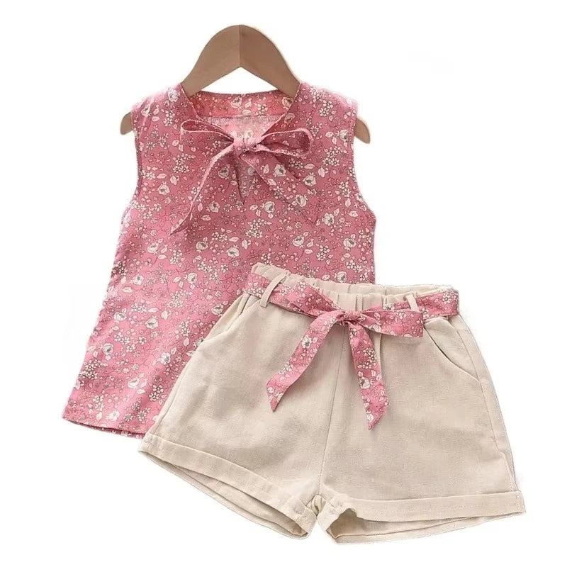 New Summer Baby Girls Clothes Children Sleeveless Vest Shorts