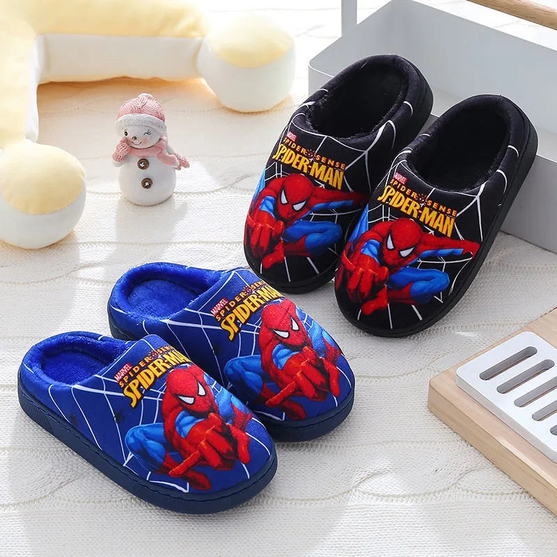 Cartoon Printed Spider-man Cotton Slippers For Children's Shoes