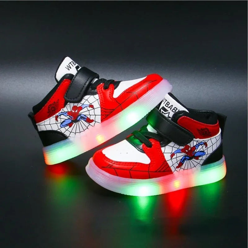 Disney Children's Led Light Shoes Fashion Aoger Spiderman Boys