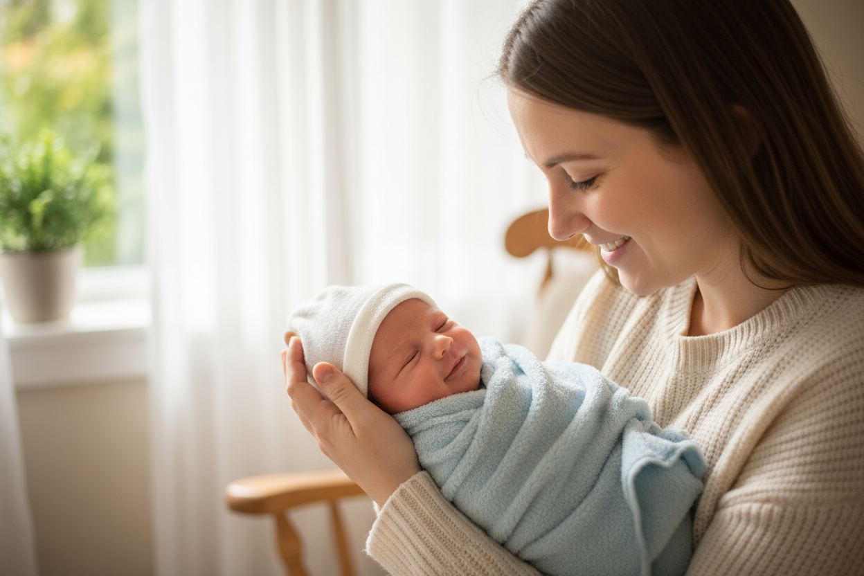mother holding a baby